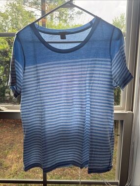 J. Crew Blue and White Striped Short-Sleeve Tee